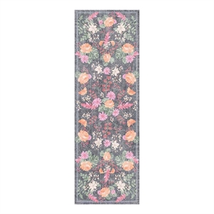 Nourison Botanical Washables 2' x 6' Charcoal Multicolor Farmhouse Indoor Rug