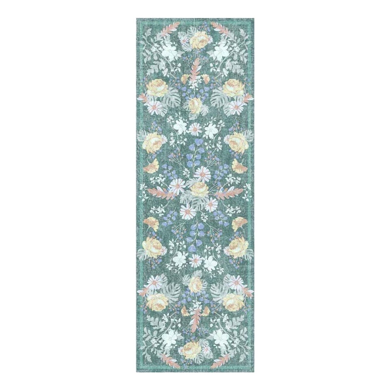 Nourison Botanical Washables 2' x 6' Green Multicolor Farmhouse Indoor Rug