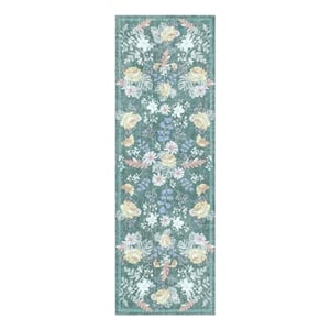 Nourison Botanical Washables 2' x 6' Green Multicolor Farmhouse Indoor Rug