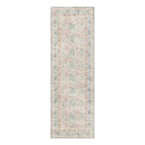 Nourison Botanical Washables 2' x 6' Green Multicolor Farmhouse Indoor Rug