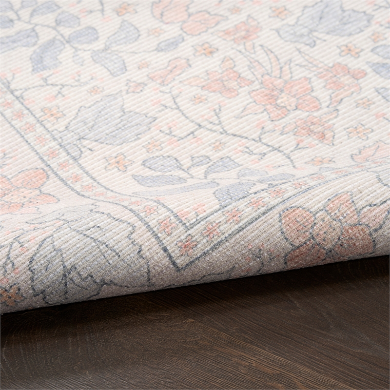 Nourison Botanical Washables 2' x 6' Ivory Multicolor Farmhouse Indoor Rug