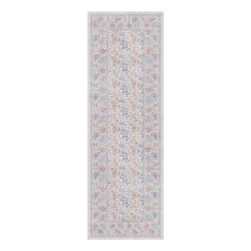 Nourison Botanical Washables 2' x 6' Ivory Multicolor Farmhouse Indoor Rug