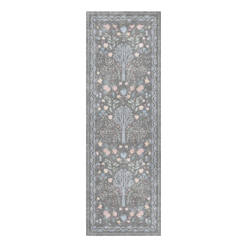 Nourison Botanical Washables 2' x 6' Charcoal Multicolor Modern Indoor Rug
