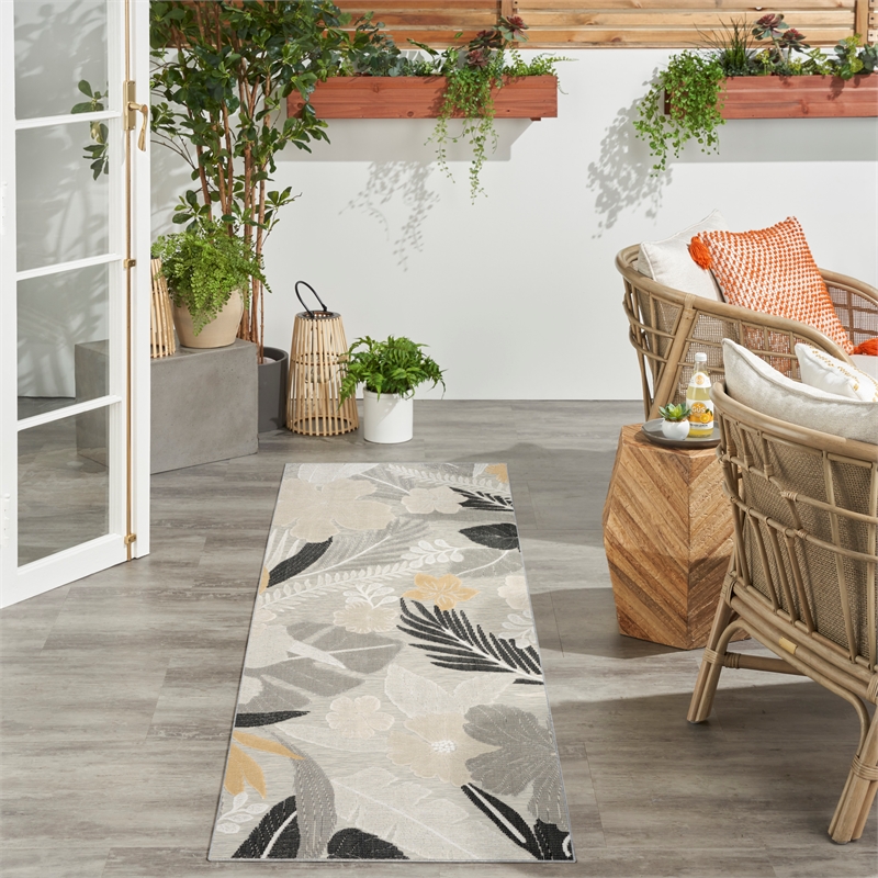 Nourison Suncoast 2' x 6' GREY Tropical Rug