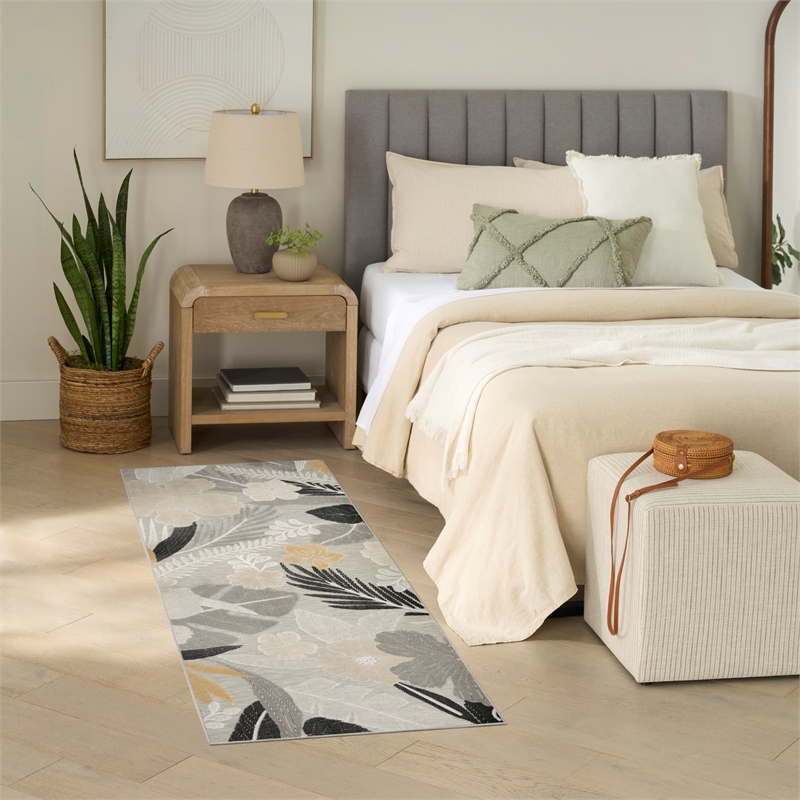 Nourison Suncoast 2' x 6' GREY Tropical Rug