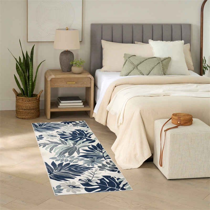 Nourison Suncoast 2' x 6' BLUE Tropical Rug