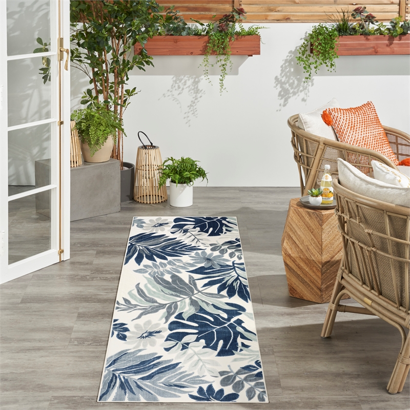 Nourison Suncoast 2' x 6' BLUE Tropical Rug