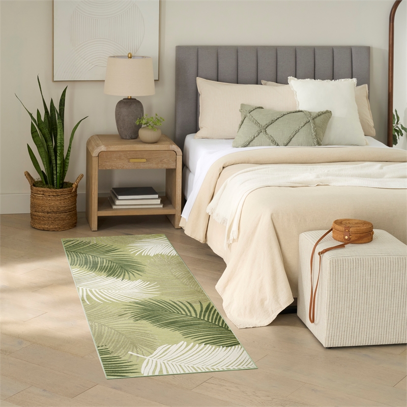 Nourison Suncoast 2' x 6' GREEN Tropical Rug
