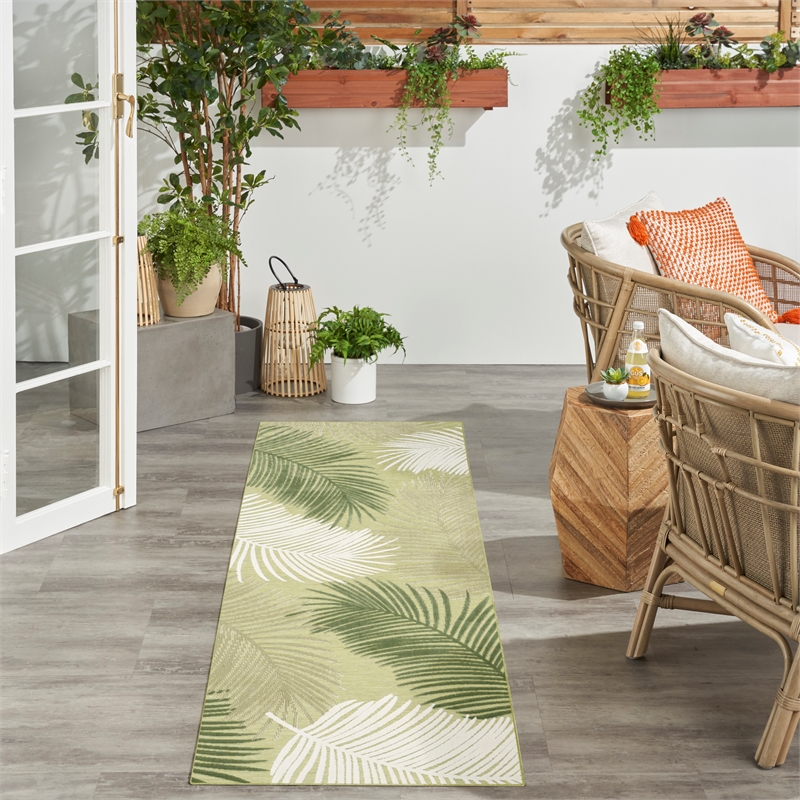 Nourison Suncoast 2' x 6' GREEN Tropical Rug