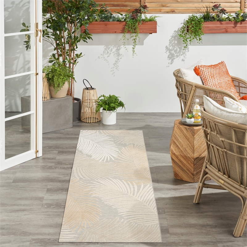 Nourison Suncoast 2' x 6' GREY Tropical Rug