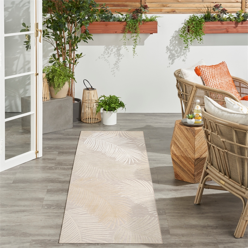 Nourison Suncoast 2' x 6' BEIGE Tropical Rug