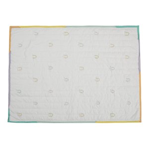 Mina Victory Plush 36x48&quot Cotton Embroidered Rainbow Quilt in Multi-Color