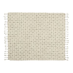 Mina Victory Life Styles 50x60&quot Woven Grid Cotton Throw Blanket in Natural