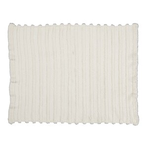 Mina Victory 50x60&quot Rectangle Knit Faux Fur Stripes Throw Blanket in Ivory