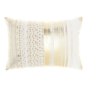 Mina Victory Luminescence Rectangle Fabric Metallic Print Throw Pillow in Gold