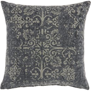 mina victory life styles distress damask cotton throw pillow in charcoal