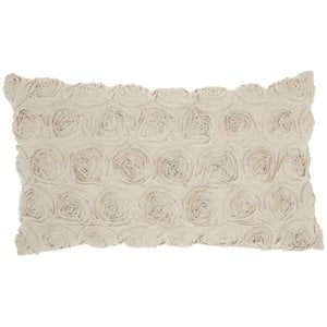mina victory life styles denim roses polyester throw pillow in beige