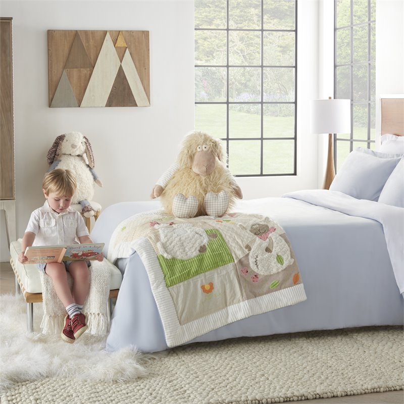 Mina Victory Polyester Plushlines Shaggy Lamb Plush Animal Pillow Toy in Ivory