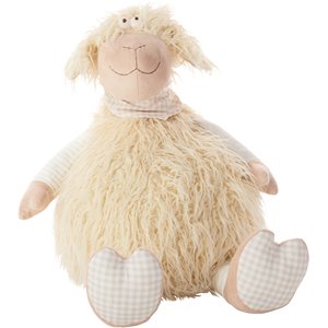 Mina Victory Polyester Plushlines Shaggy Lamb Plush Animal Pillow Toy in Ivory