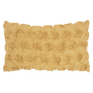 mina victory life styles denim roses polyester throw pillow in mustard yellow