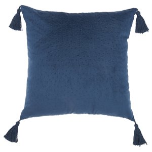 mina victory life styles embossed ostrich modern polyester throw pillow in navy