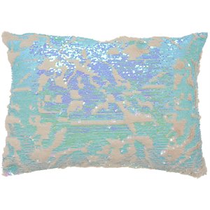 mina victory modern faux fur sequins throw pillow in multi-color