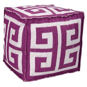 mina victory greek key contemporary plastic fabric outdoor cube in lilac purple