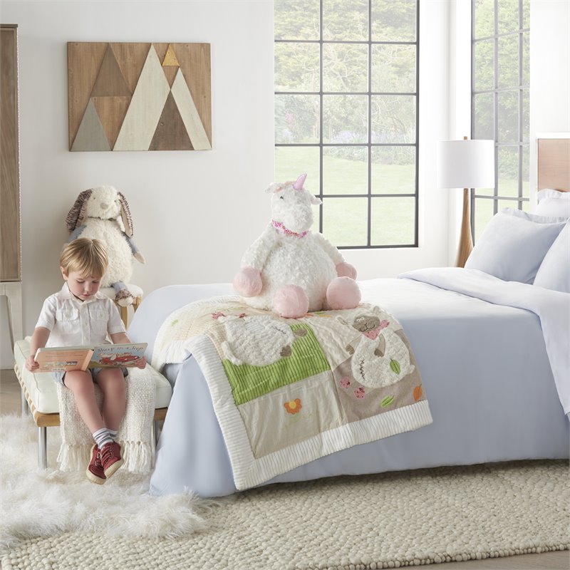 Mina Victory Unicorn Plush Animal Contemporary Polyester Pillow Toy in Ivory