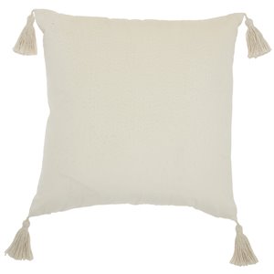 mina victory life styles embossed ostrich modern polyester throw pillow in ivory