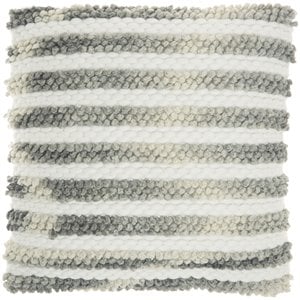 Mina Victory Life Styles Ombre Woven Stripes Polyester Throw Pillow in Charcoal