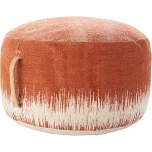 mina victory life styles stonewash drum modern cotton pouf in clay orange