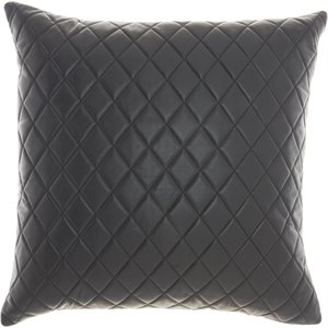 mina victory quilted modern cotton and velvet throw pillow in black