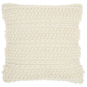 Mina Victory Lifestyle Woven Stripes 18&quot x 18&quot Ivory Indoor Throw Pillow
