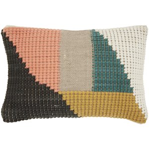 mina victory life styles woven geometric cotton throw pillow in multi-color
