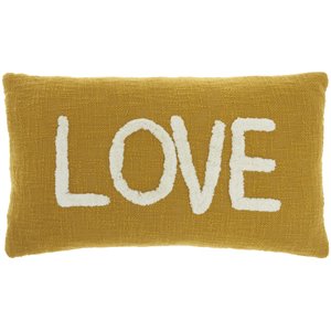 mina victory life styles tufted love cotton throw pillow in mustard yellow