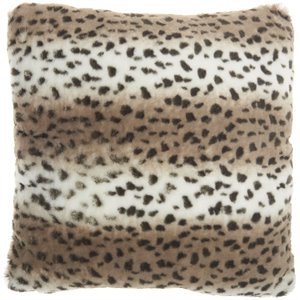 mina victory deer contemporary polyester throw pillow in beige