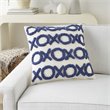 Mina Victory Life Styles Square Cotton Tufted Lines Throw Pillow in Blue Ink