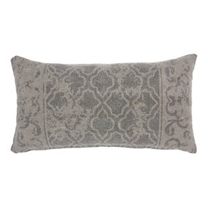 mina victory life styles rectangle cotton distress lattice throw pillow in gray