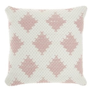Mina Victory Life Styles Square Cotton Woven Diamonds Throw Pillow in Blush Pink