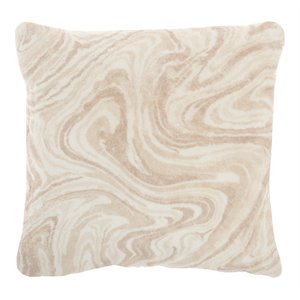 mina victory life styles square fabric plush marble throw pillow in beige