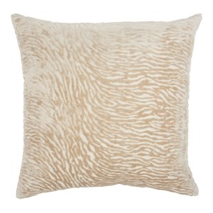 mina victory luminescence fabric metallic zebra throw pillow in beige