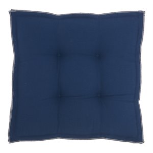 Mina Victory 18x18&quot Square Cotton Outdoor Flange Seat Cushion in Navy