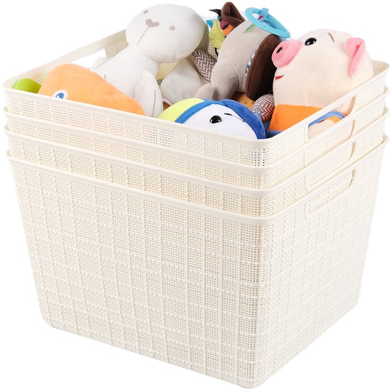 Storage Basket Organizer with Handle  Storage Bin, 17 Liter, Beige –  HANAMYA