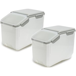 hanamya food storage container with measuring cup bpa free 60-cup in white/gray