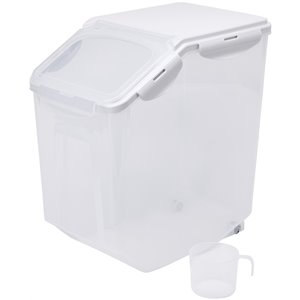  food storage container with measuring cup bpa free in clear/off-white