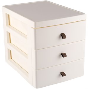 hanamya 3-drawer storage and desktop organizer in off-white