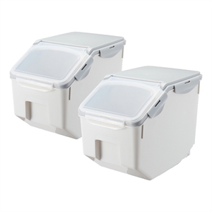 hanamya 20 lb rice storage plastic container with measuring cup 2 set in white