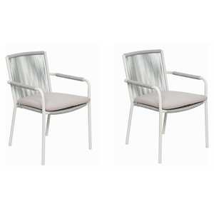 Seasonal Living Archipelago 18&quot Aluminum Dining Arm Chairs in White (Set of 2)