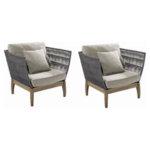 seasonal living explorer wings wood lounge chairs in mixed gray rope (set of 2)