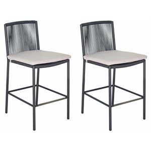 Seasonal Living Archipelago 27&quot Aluminum Counter Chairs in Dark Gray (Set of 2)